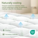 Ultra Soft Queen Size Mattress Topper – Viscose Made from Bamboo Pillow Top Mattress Pad for Back Pain Relief – Naturally Cooling for Hot Sleepers, Green