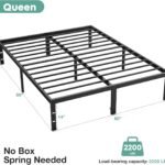Sweetcrispy Queen Bed Frame – Heavy Duty Metal Platform Bed Frames Queen Size with Storage Space Under Frame, No Box Spring Needed, 14 Inches, Sturdy Steel Slat Support