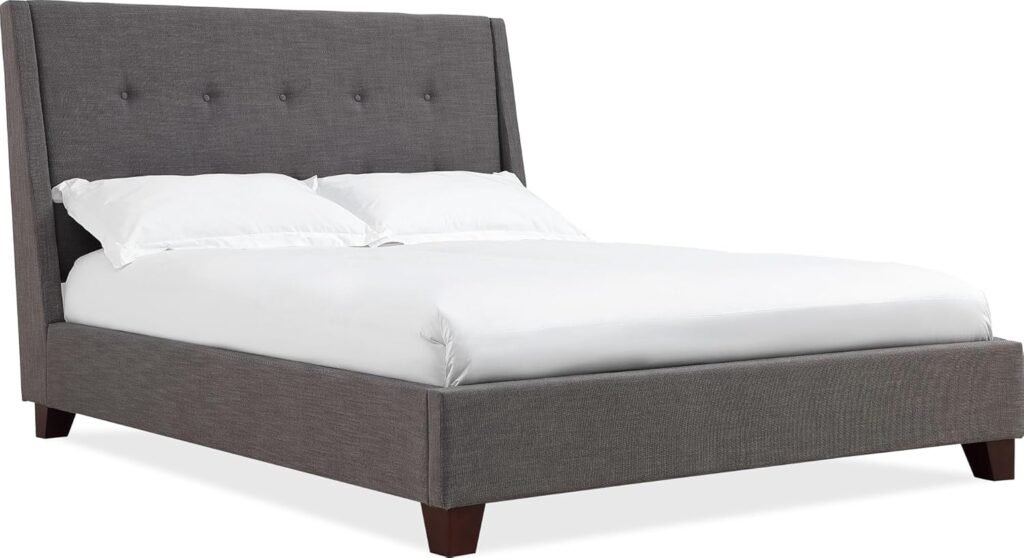 Modus Furniture Upholstered Platform Bed, Madera – Dark Charcoal, Full